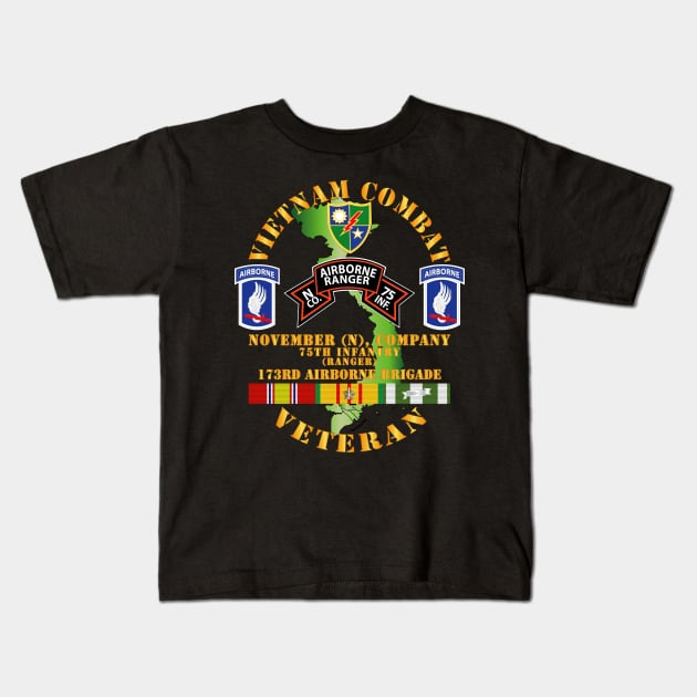 Vietnam Combat Veteran w  N Co 75th Inf Ranger - 173rd Abn Bde Kids T-Shirt by twix123844